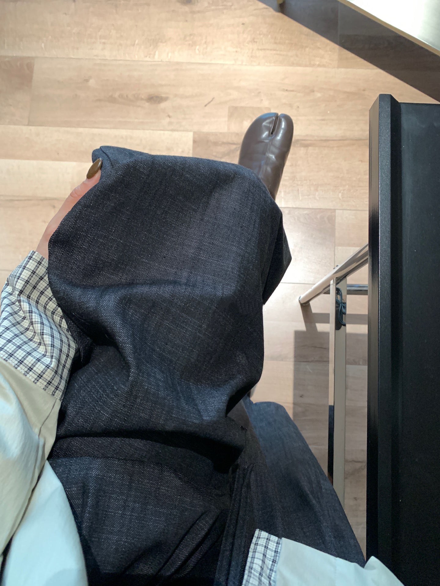 // 超軟橡筋腰綁帶闊腳牛仔褲