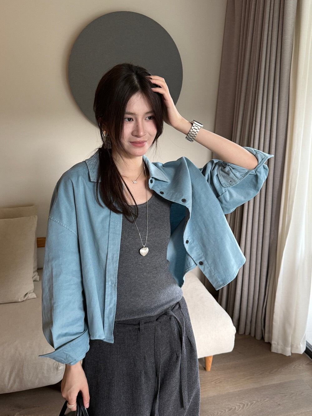 // 高級感真絲絲絨短款SH