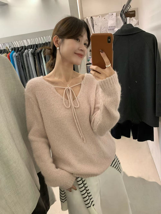 // 15%羊毛綁帶領bling bling毛衣