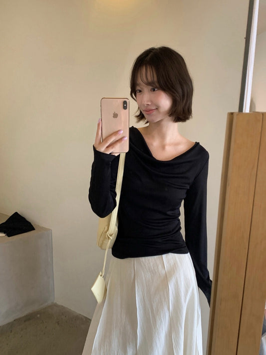 🧈 60%lyocell 親膚大彈性後綁帶垂垂領TEE