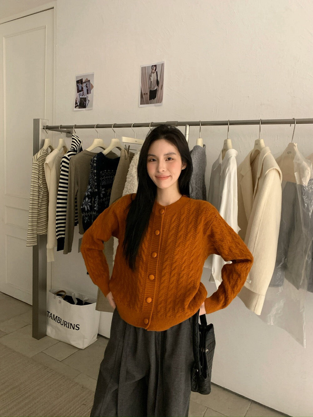 // 復古麻花包扣圓領CD