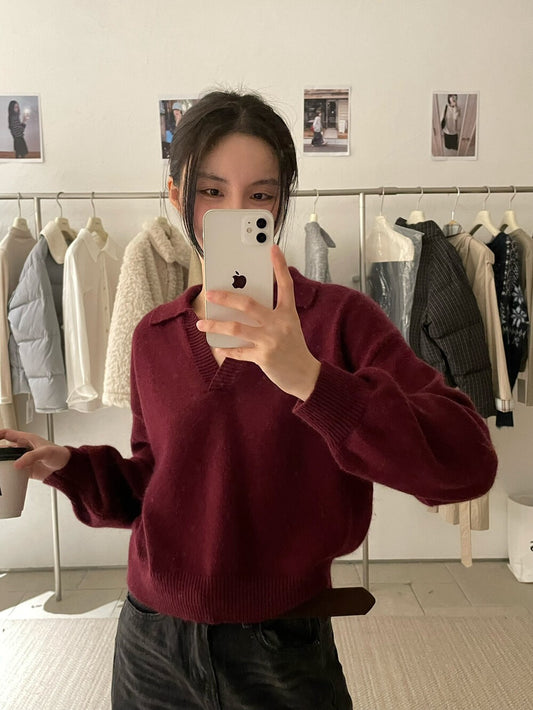 // 8%羊毛高級感小V翻領NT