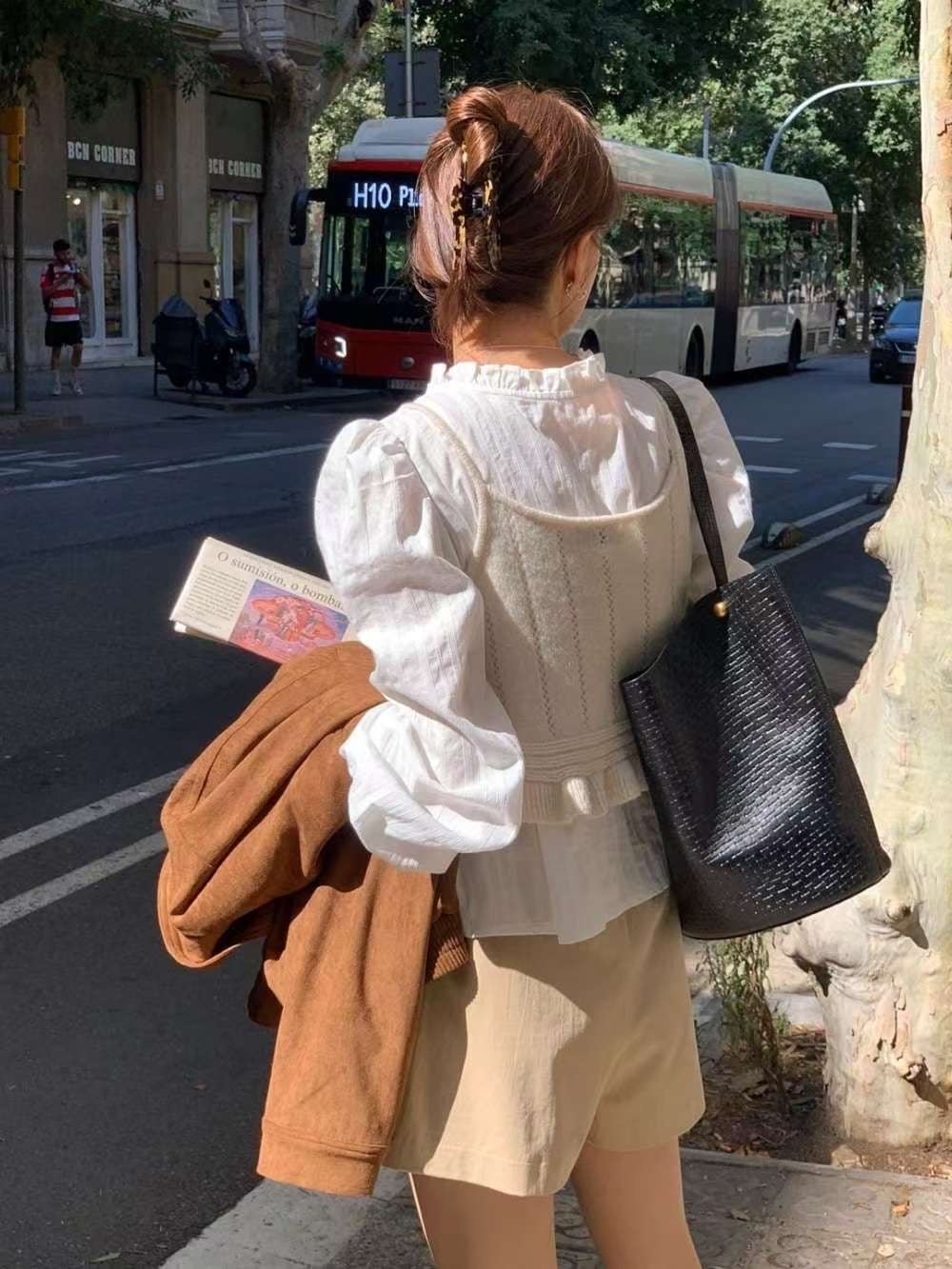 // 超美荷葉邊直間織紋小吊帶