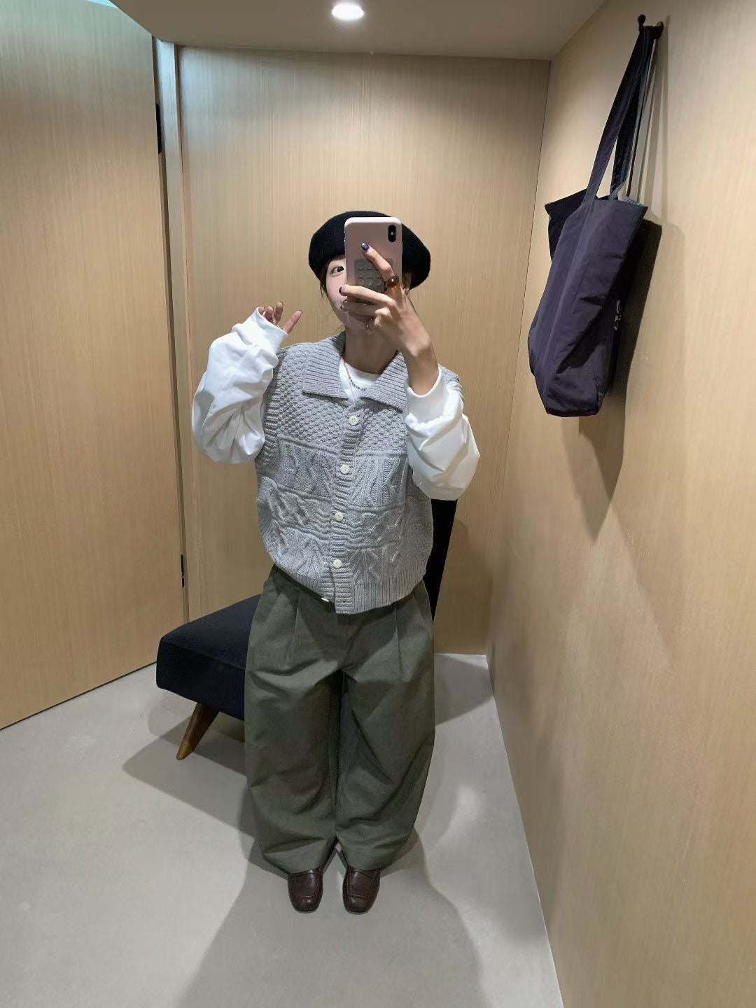 // 秋天疊穿必入織紋翻領馬甲