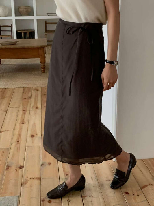 // 雙層lace後開叉連腰繩SK