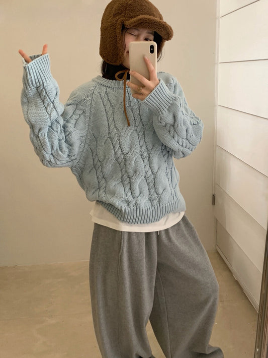 // 復古感扭紋麻花毛衣