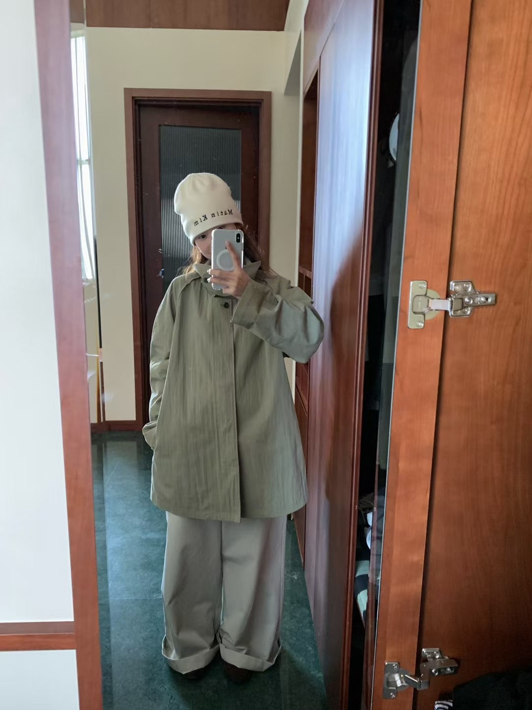 // 小個子也能入的中長款可立領翻領trench coat