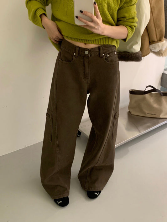 // 斜縫線工裝口袋褲