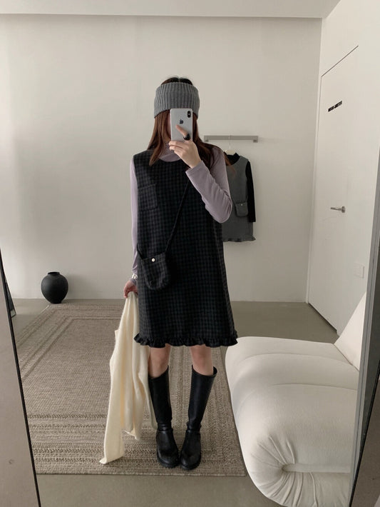 // 50%羊毛花邊腳背心毛呢OPS(連袋仔)