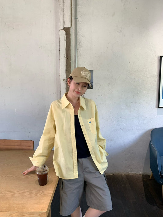 🩵 撞色心心小刺繡恤衫