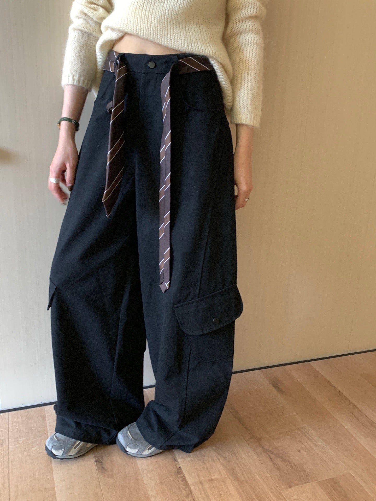 // 連領帶款腰帶又甜又帥的工裝褲