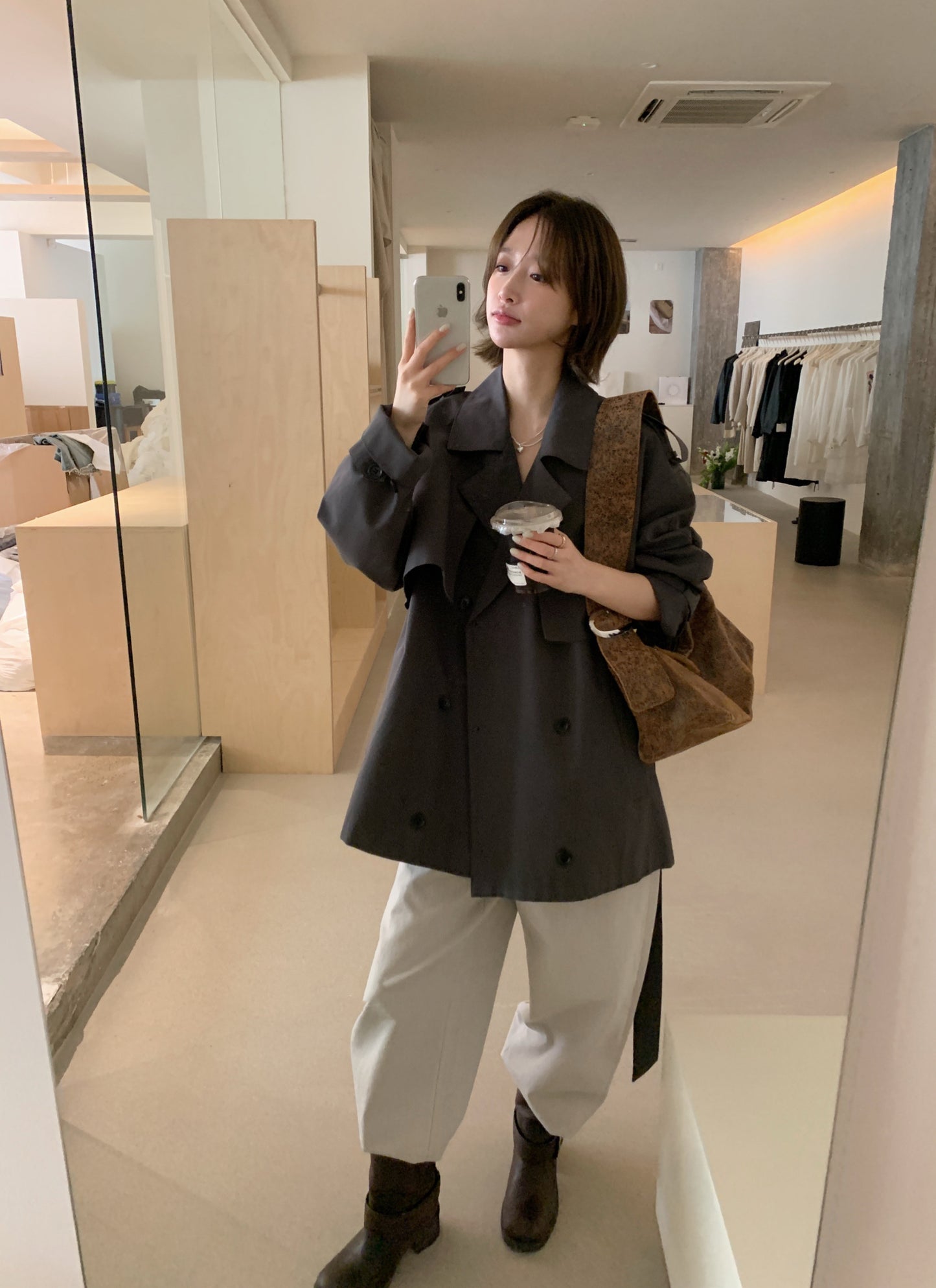 // 經典雙排扣中長款trench coat