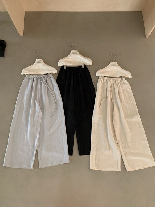 // 超舒服天絲麻綁帶腰褲