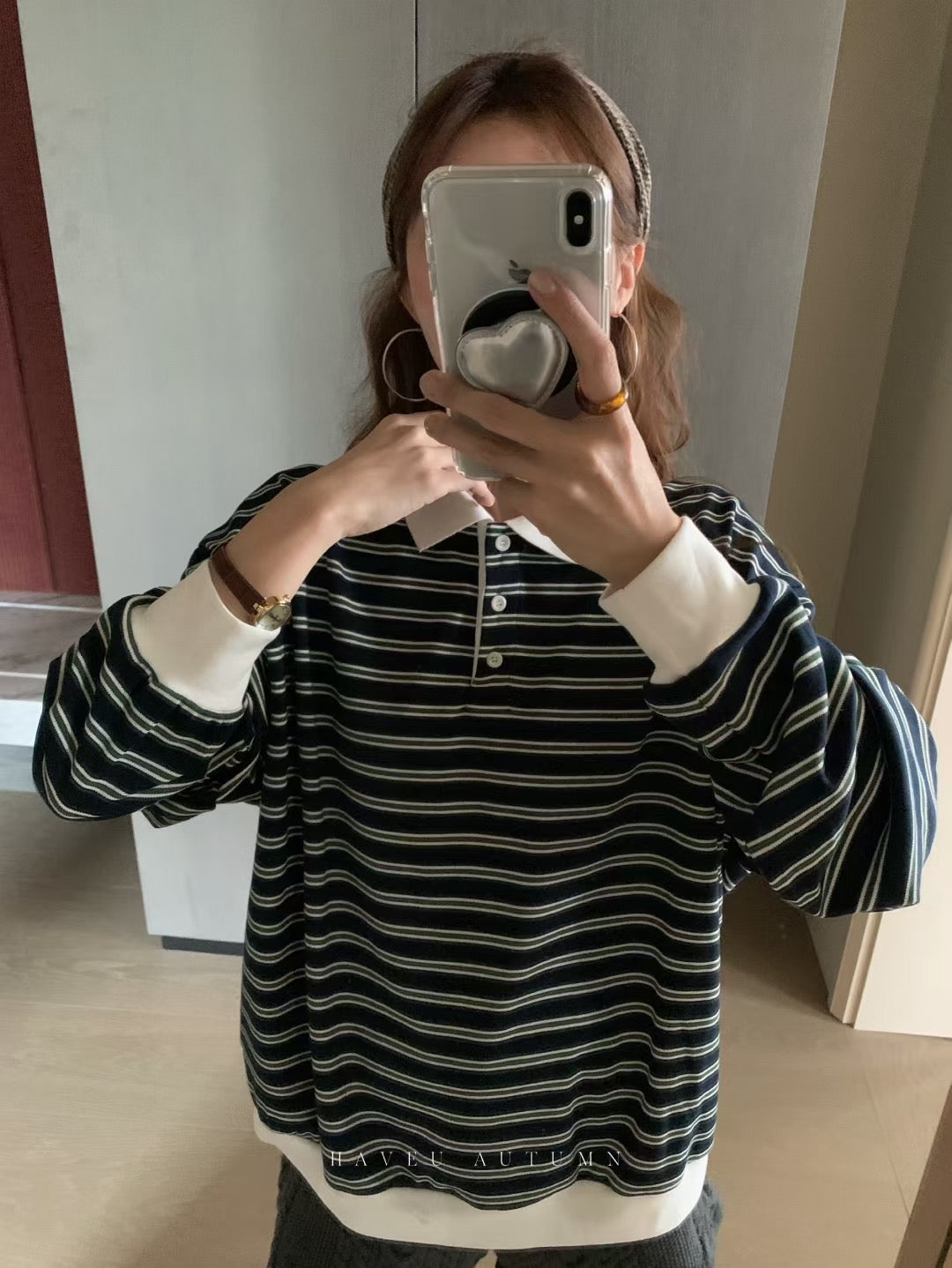 // 隨性慵懶撞色間polo上衣