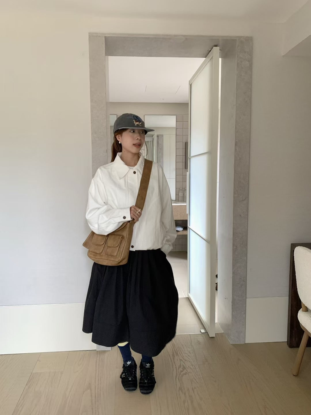 // 斜紋棉小復古翻領拉鍊外套