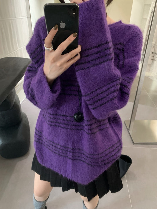 // 特別色系間條軟糯毛衣