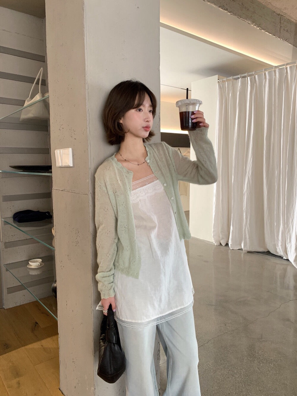 💜 30%馬海毛鏤空鈎花花邊CD