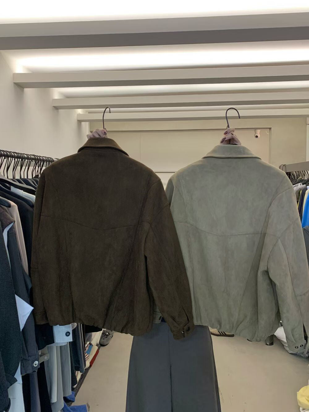 // 帥氣麂皮絨翻領外套