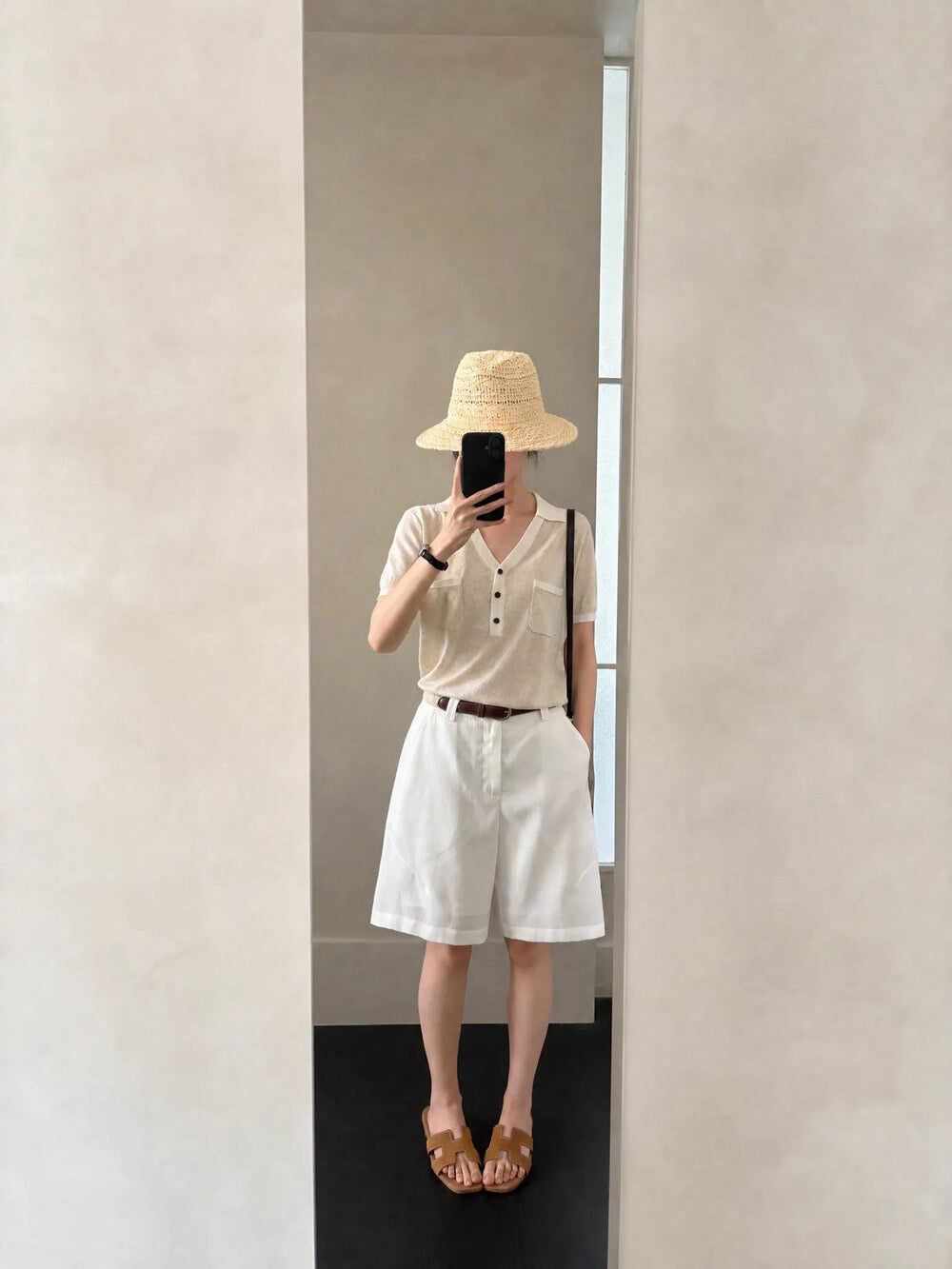 K14 / 撞色小V翻領口袋涼感冰絲NT