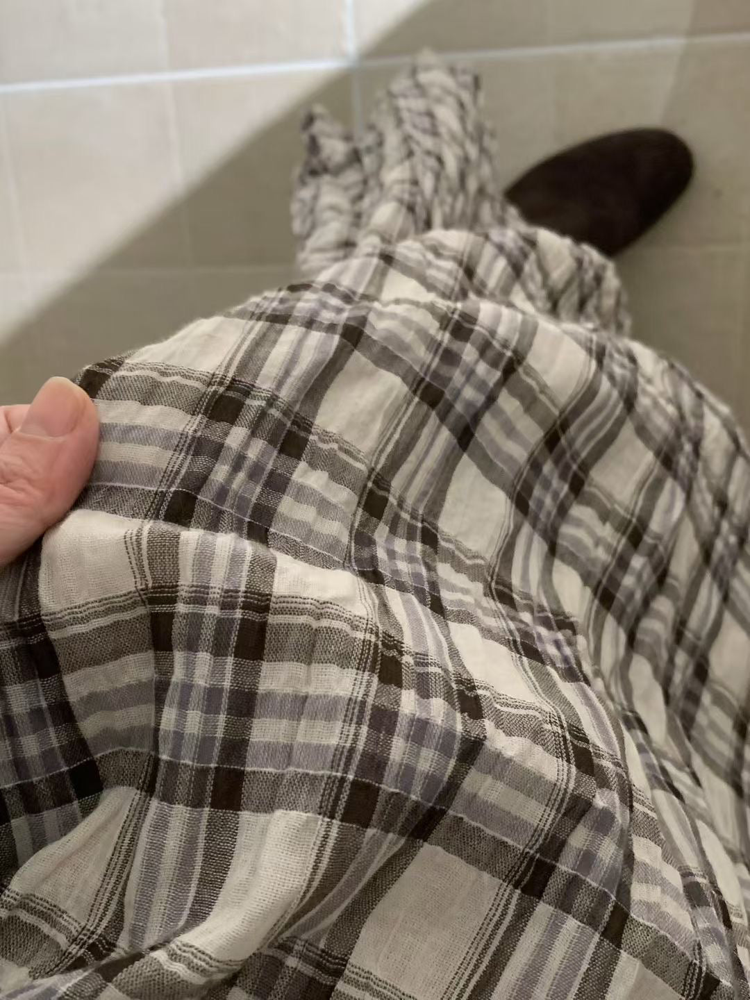 // 特別顯瘦的打褶工藝格紋SK