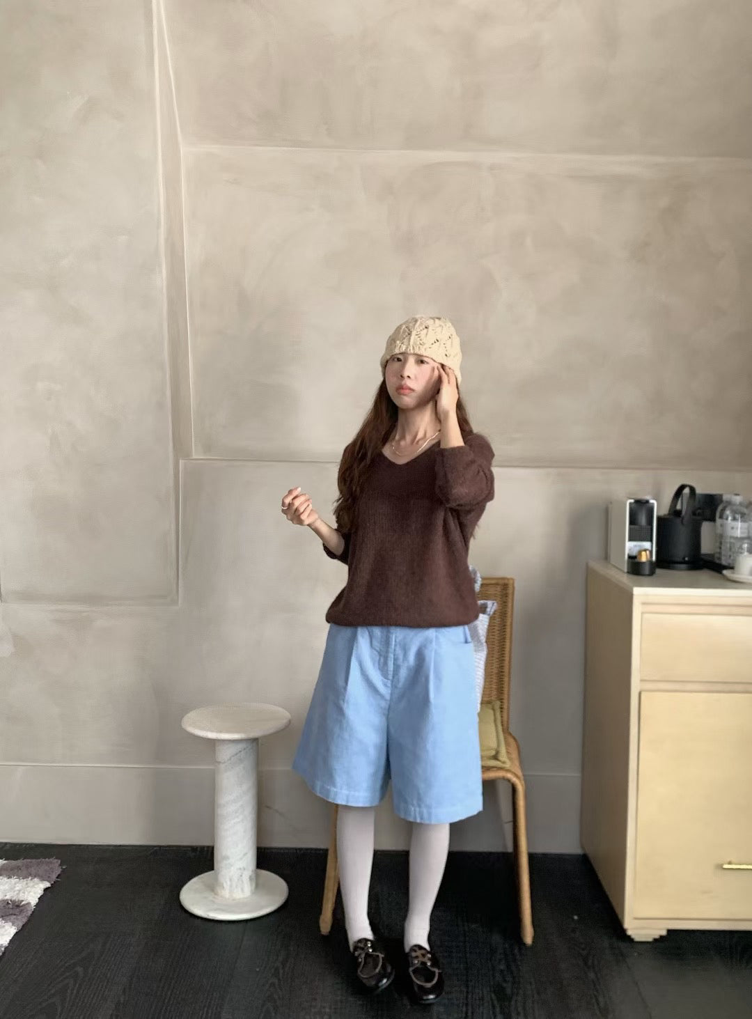 // 30%羊駝毛V領慵懶感NT