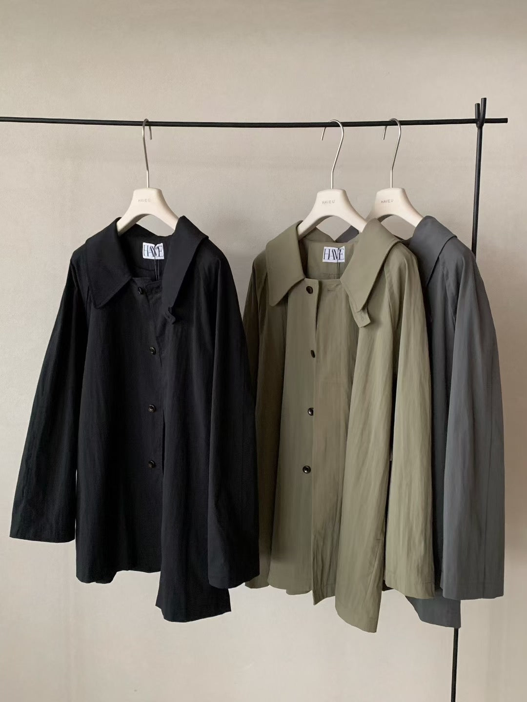 // 小個子也能入的中長款可立領翻領trench coat