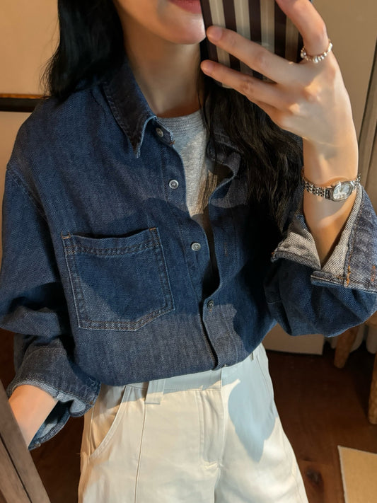 // 經典復古洗水色口袋SH