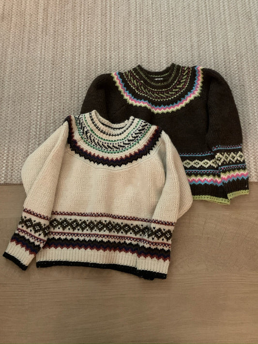 // 10%wool復古花紋圓領毛衣