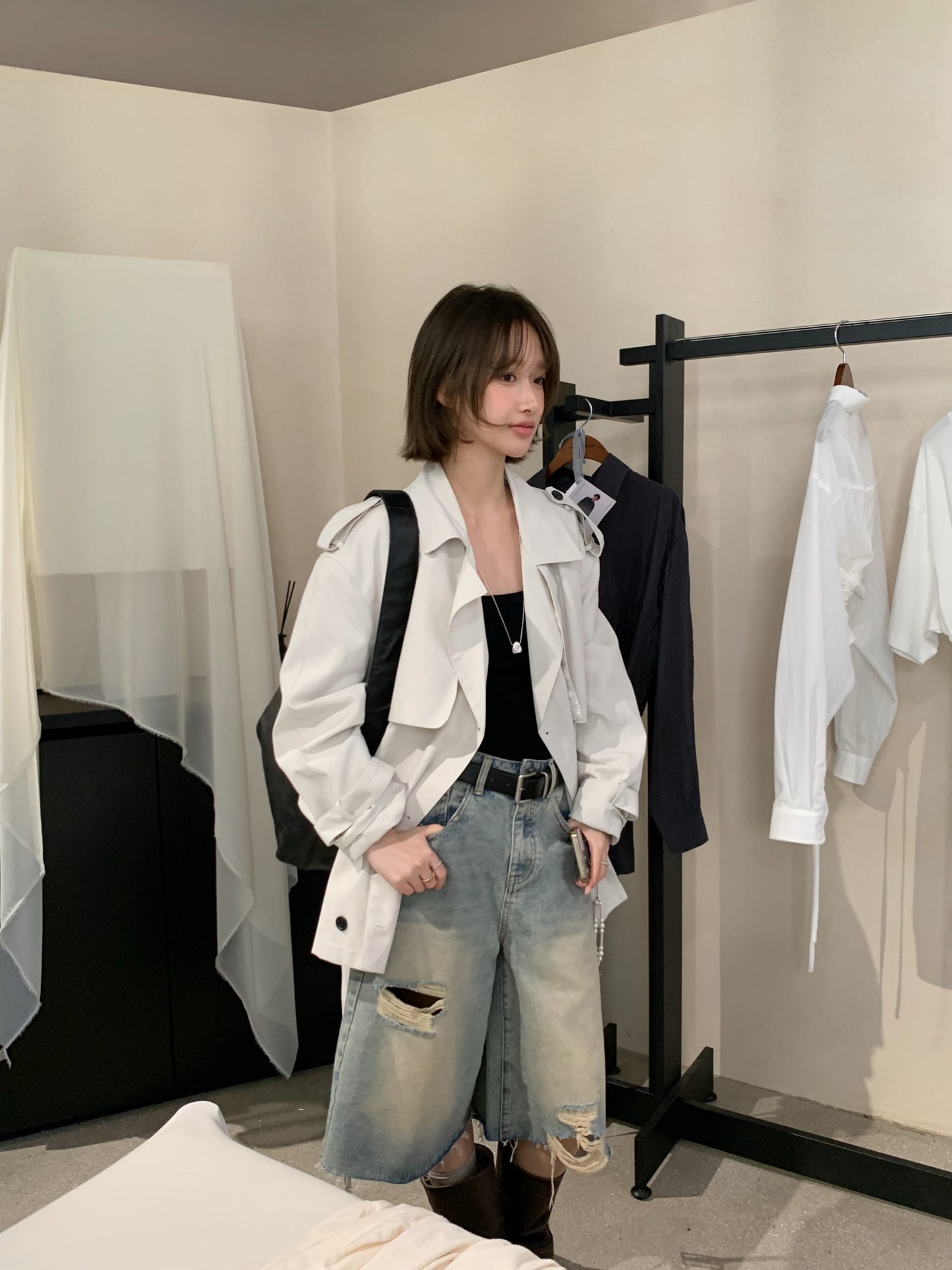 // 經典雙排扣中長款trench coat