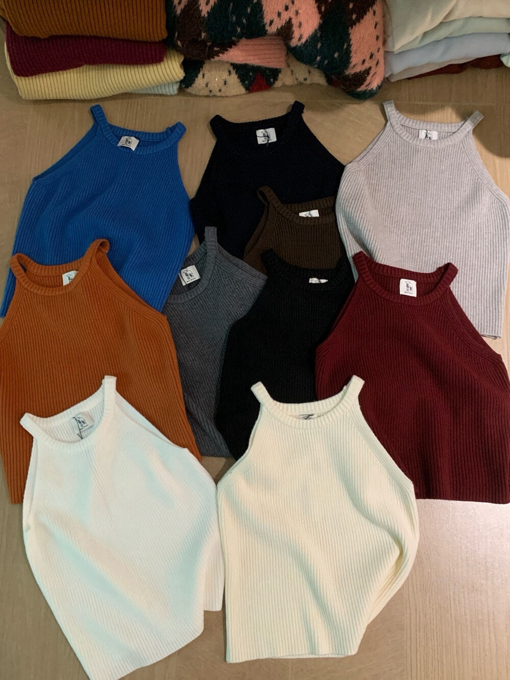 // 顯瘦掛頸入膊針織背心