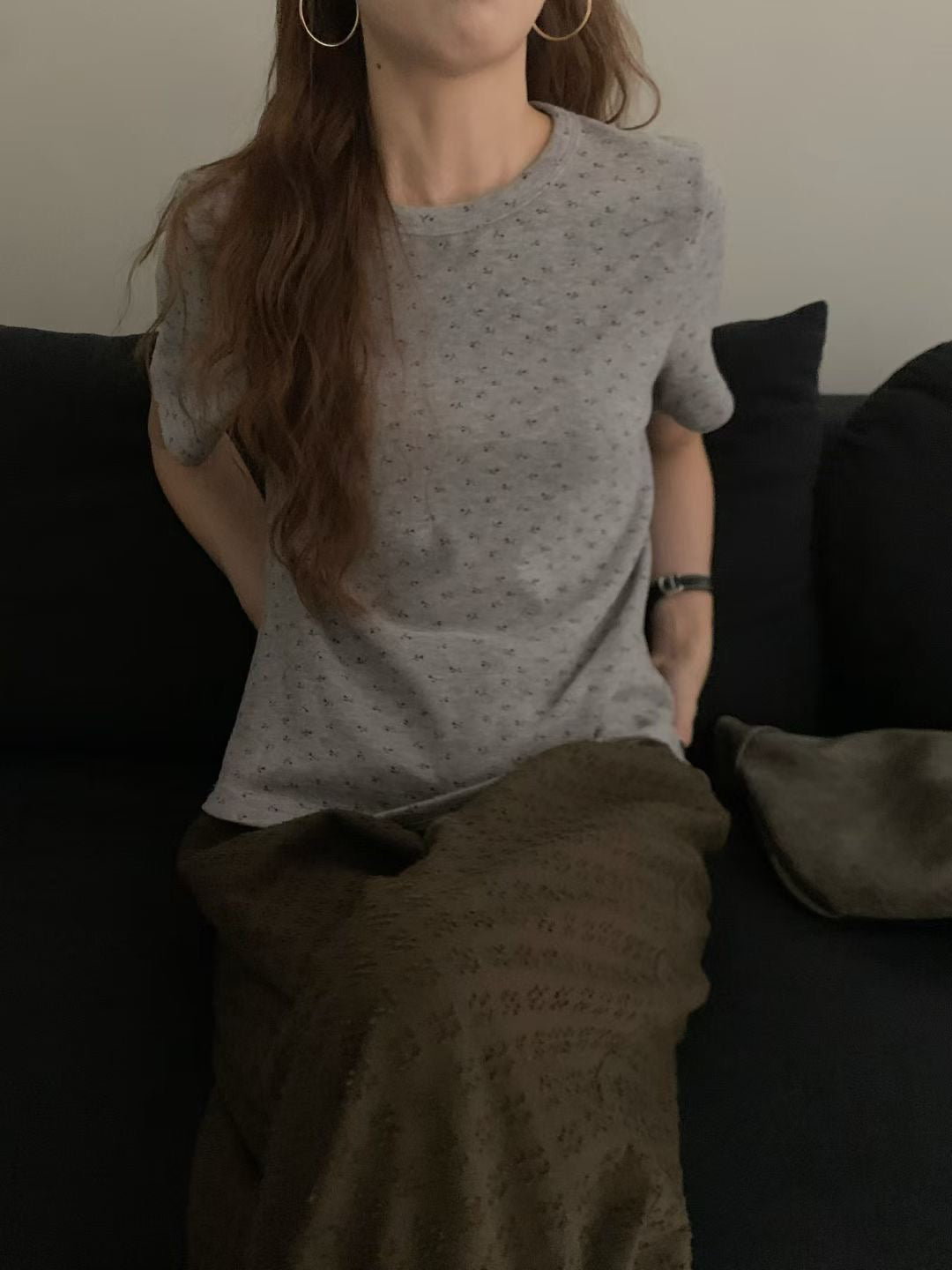 // 超親膚絨感小碎花TEE