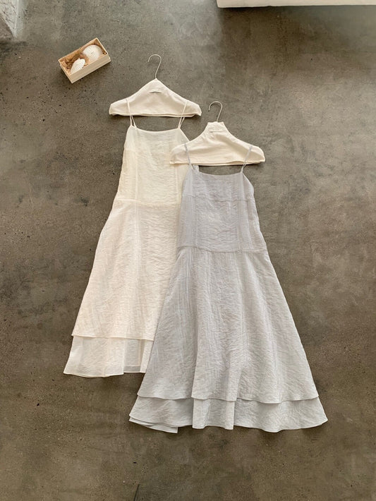 // 微光澤感雙層荷葉花邊腳吊帶OPS