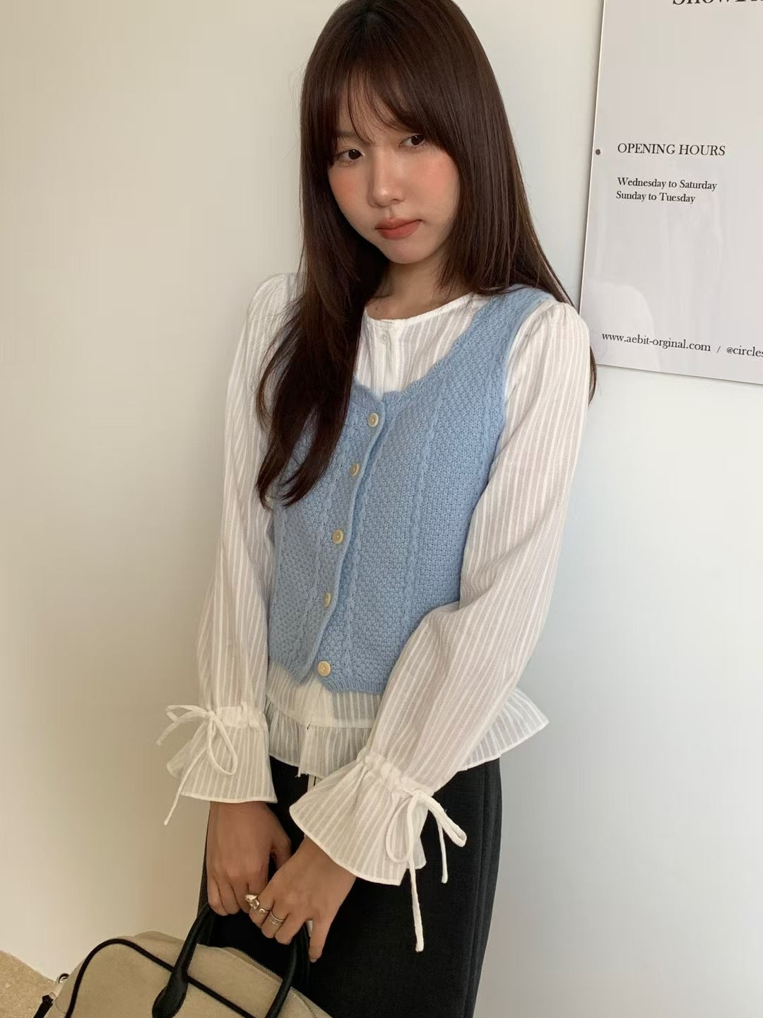 // 精緻波浪花邊織紋背心