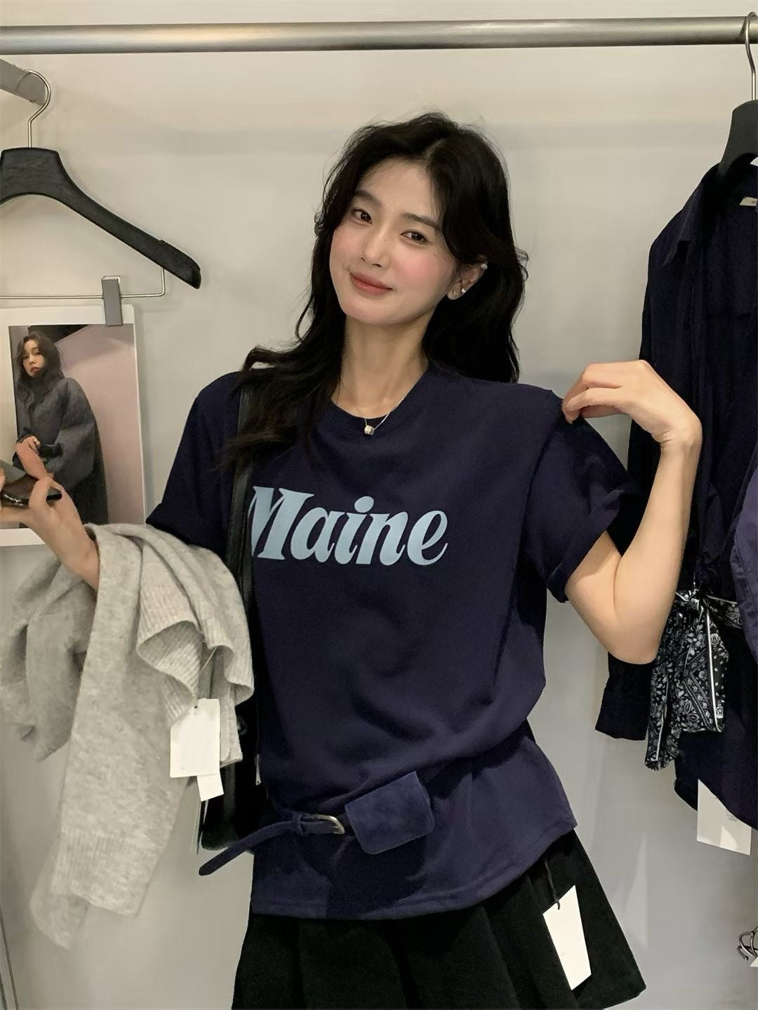 // ‘’Maine’連腰包仔磨毛TEE