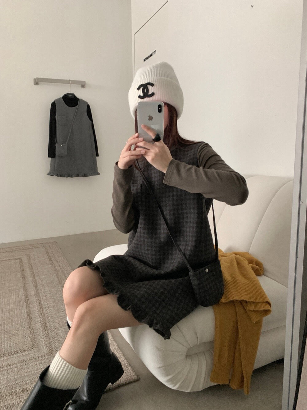 // 50%羊毛花邊腳背心毛呢OPS(連袋仔)