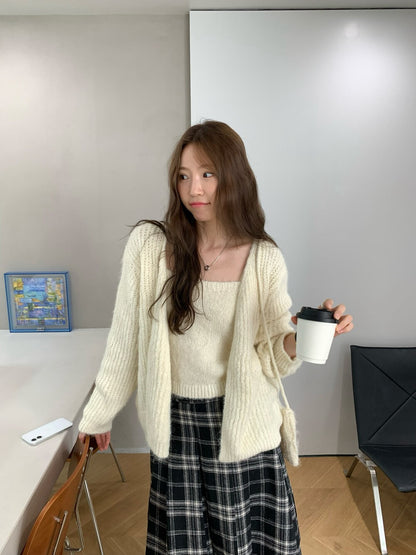 // 超soft羊毛混紡吊帶+外套+袋仔三件套