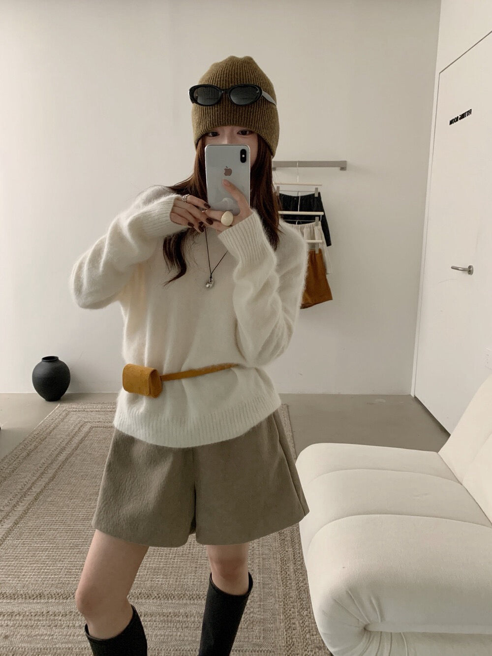 // 95%wool+5%cashmere拉絨工藝小高領針織NT