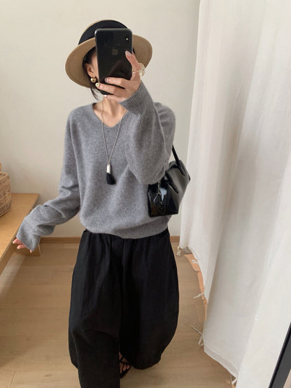 // 15色親膚羊毛拉絨工藝高級感V領NT