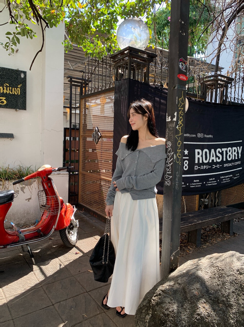 🗝️ 小性感顯瘦排扣大翻領針織上衣