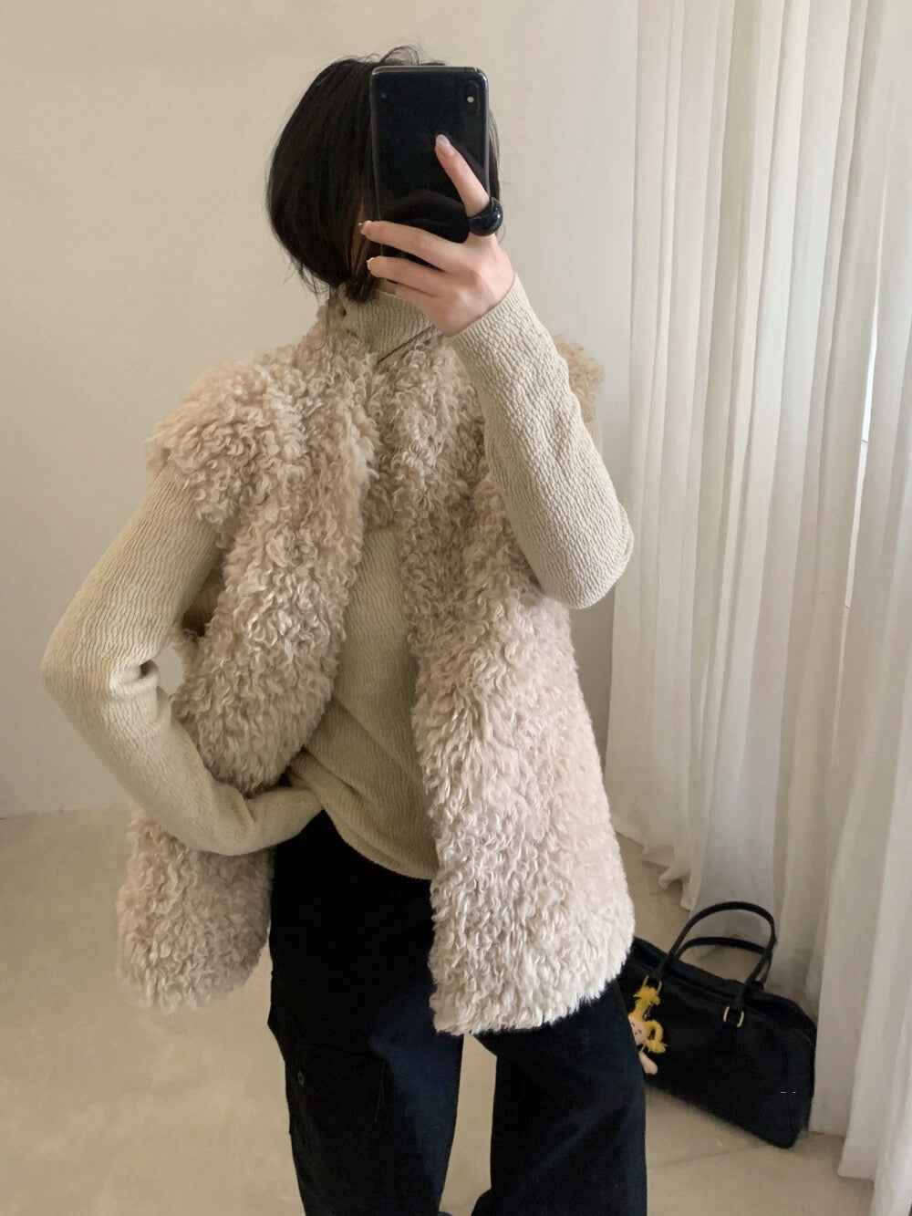 // 6%羊毛肌理感堆堆領上衣