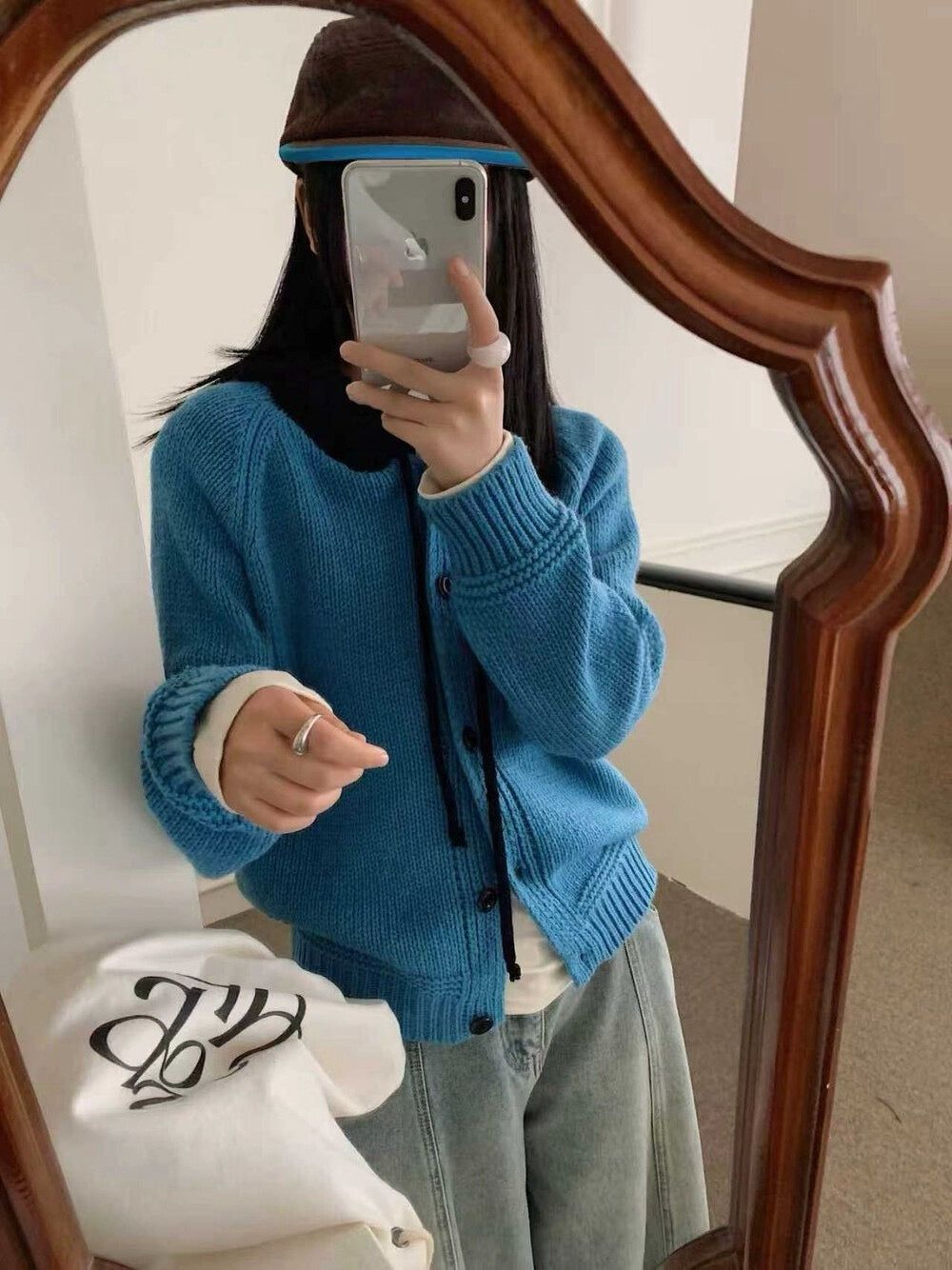 // 拼接撞色鈎花針織帽CD