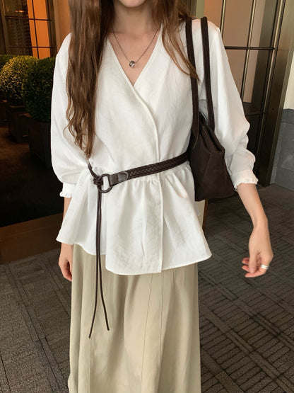 // 連腰帶法式氣質一件式BL