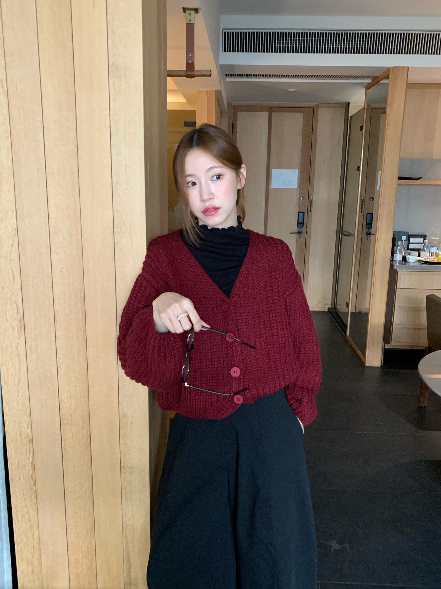 // 復古感粗針織泡泡袖CD