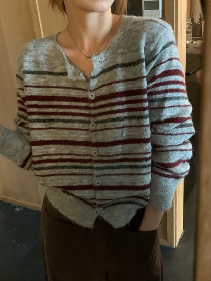 // 復古配色8%wool間條CD