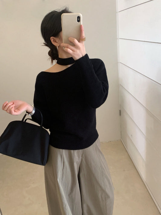 // 小性感斜肩掛頸窩夫紋NT