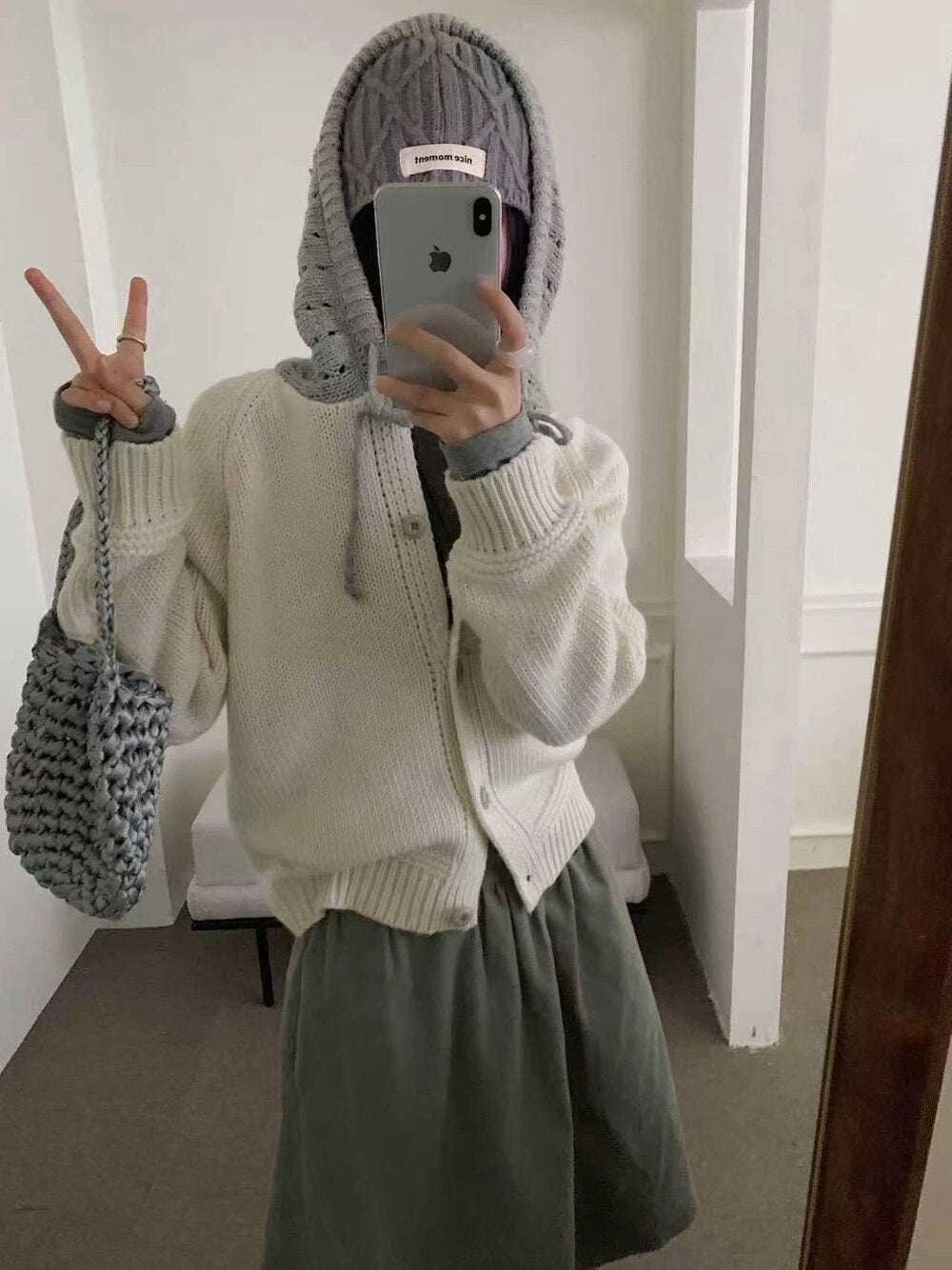 // 拼接撞色鈎花針織帽CD