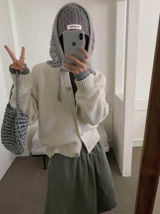 // 拼接撞色鈎花針織帽CD