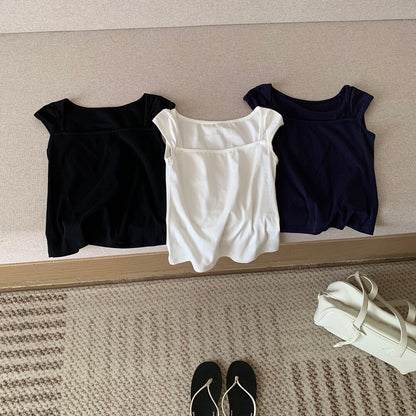 B52 / 100%棉質顯瘦方領2ways TEE