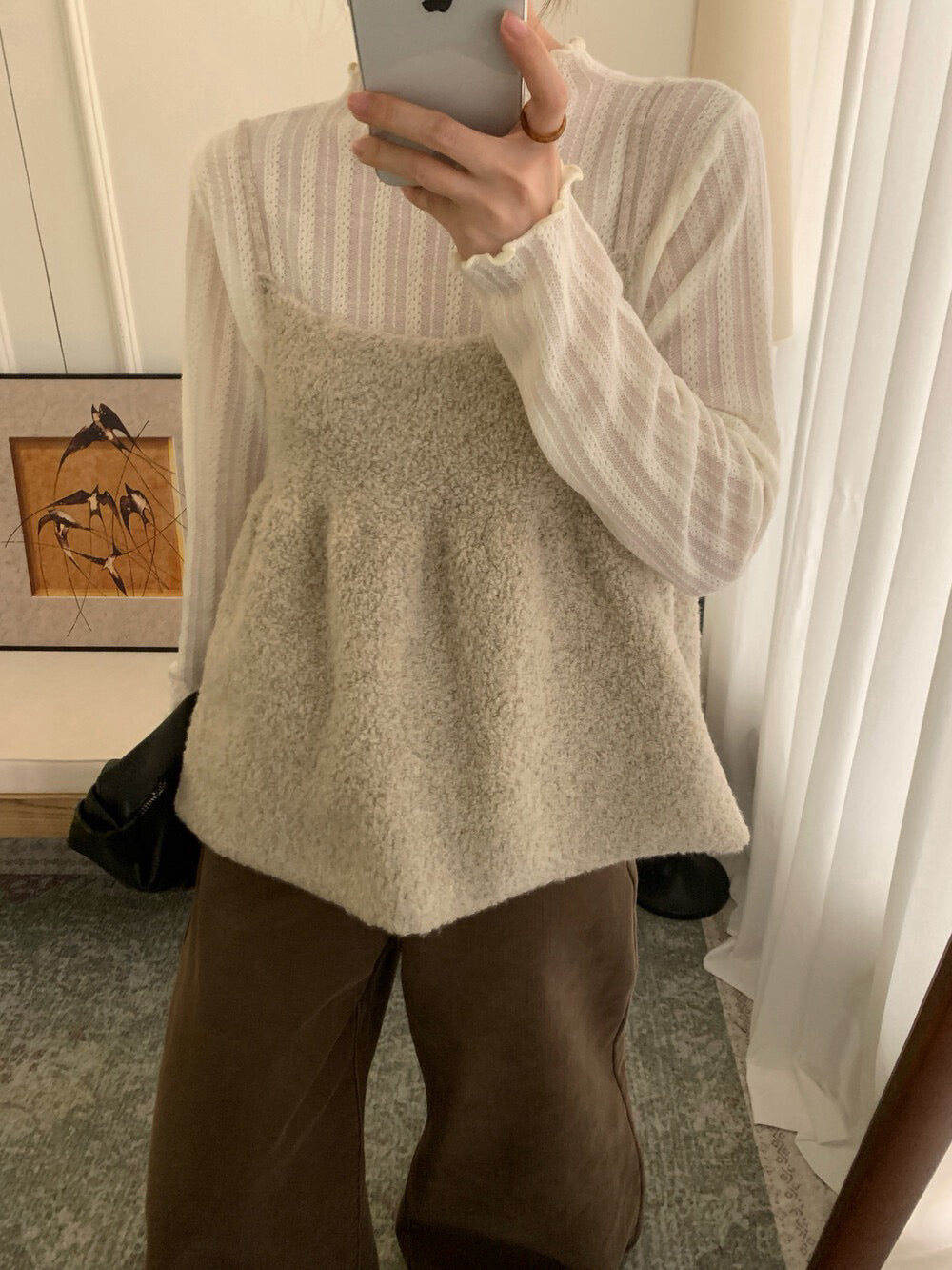 // 疊穿必入羊羔毛吊帶上衣