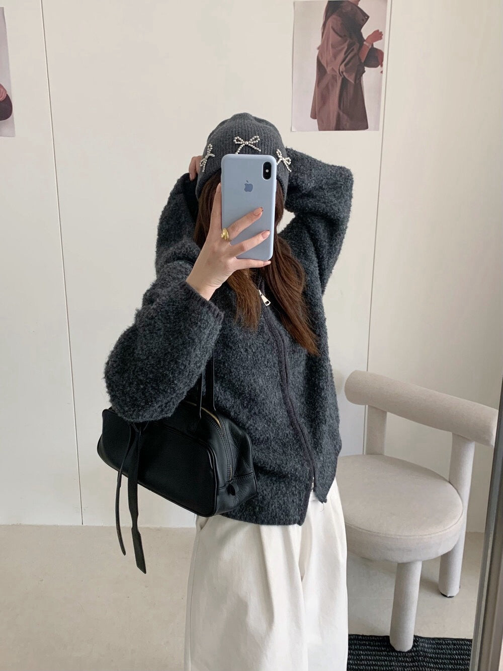 // 慵懶連帽肌理感拉鍊CD